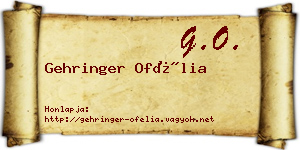 Gehringer Ofélia névjegykártya